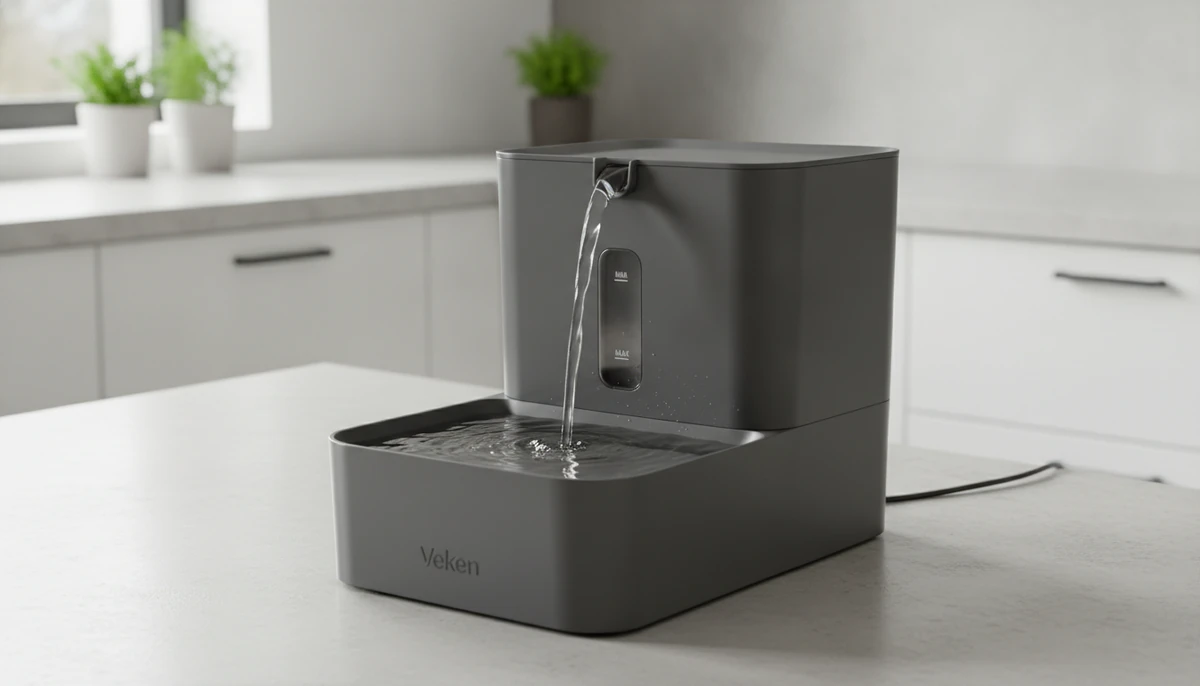 Veken 95oz 2.8L pet fountain in grey
